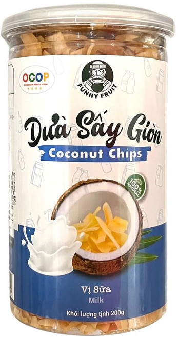 Dừa Sấy Giòn 椰子脆片 牛奶風味 200g, 1個, 椰子脆片牛奶風味 200g