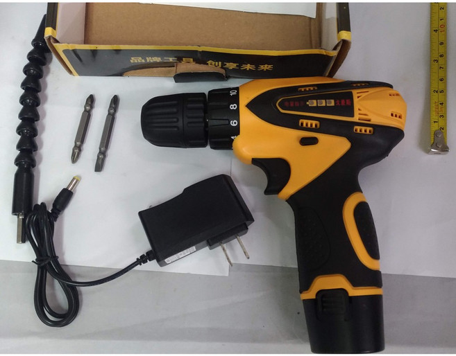 12V 鋰電電鑽 簡配 雙速可正反轉 充電電鑽 電動起子 電動工具 保固半年, 1個, 戈麥斯12V雙速_黃色_雙電池紙盒