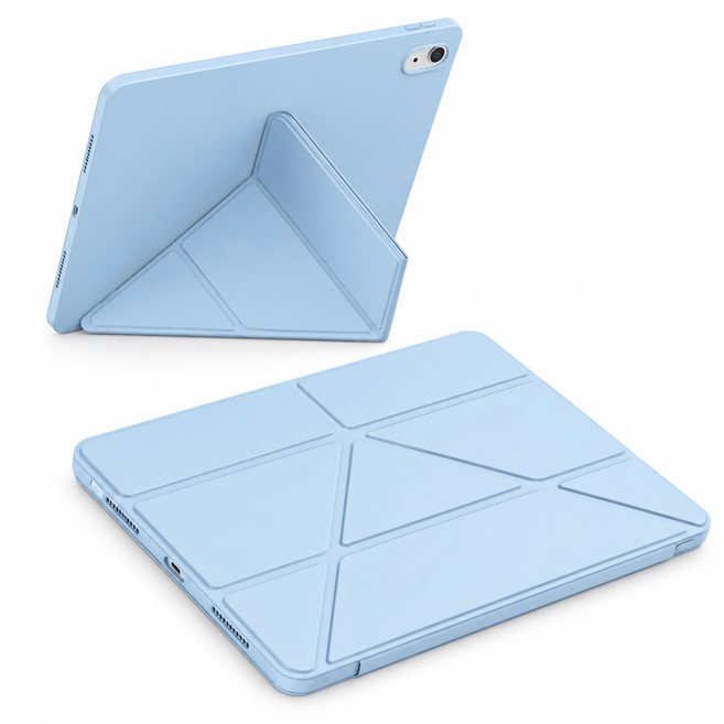 Y折變形 iPad 保護套 防摔保護殼, 1個, 天空藍,iPad 7/8/9代|10.2吋, 天空藍