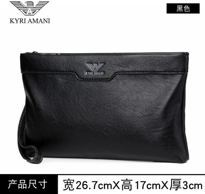 VFAN AMANI 男士牛皮手拿包 腕帶包 商務夾包, am-12黑色