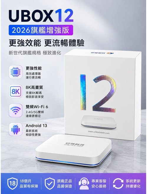 UNBLOCK TECH 電視盒 操作簡單易上手, 1套, 安博12代附原廠配件另送20W快充頭跟四合一快充線