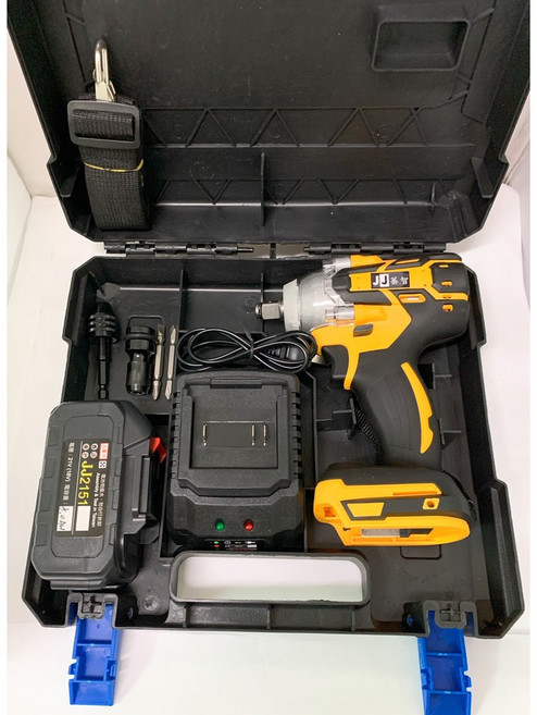 鋰電無刷衝擊起子機 21V, 1個, JJ起子 黃黑 5AH單電 座充簡配塑盒