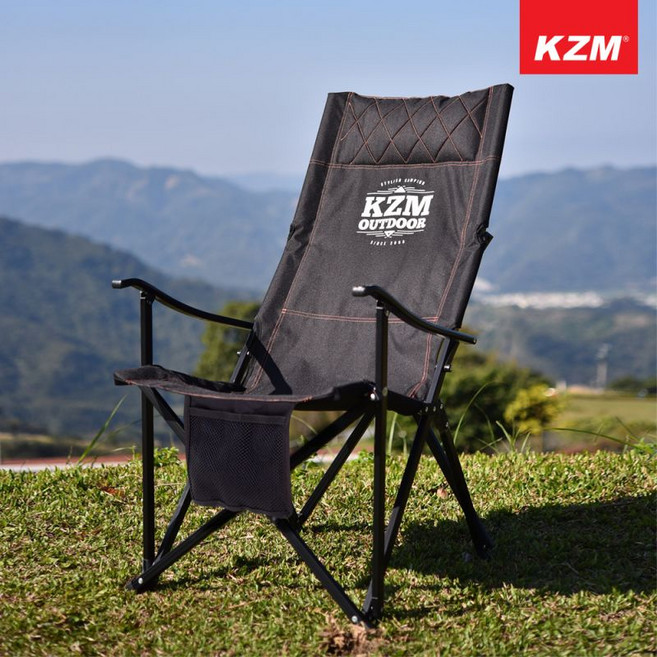 KZM 極簡時尚豪華休閒折疊椅 經典黑, 1個
