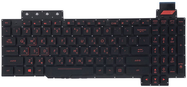 ROG FX503 紅字 背光 繁體中文 鍵盤 ZX63 ZX63V ZX63VE, Black