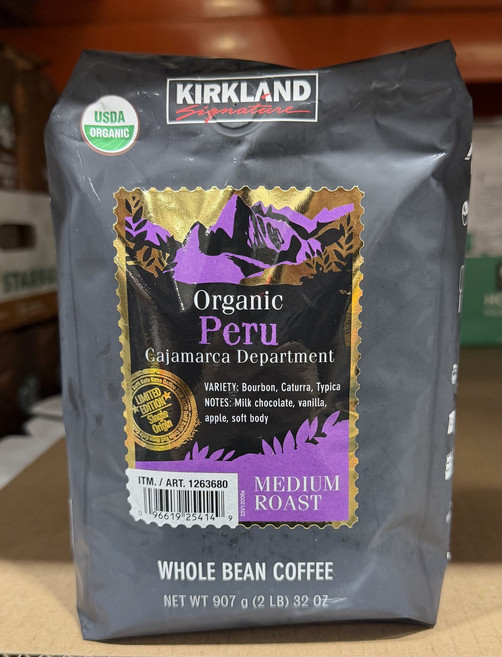 KIRKLAND SIGNATURE 有機祕魯咖啡豆 中度烘焙 907克, 907g, 1個