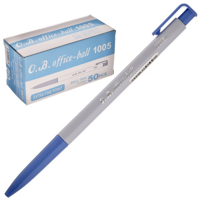 OB 1005 自動原子筆 (0.5mm) - 書寫流暢 握感舒適 自動出芯, 1個, 藍, 藍