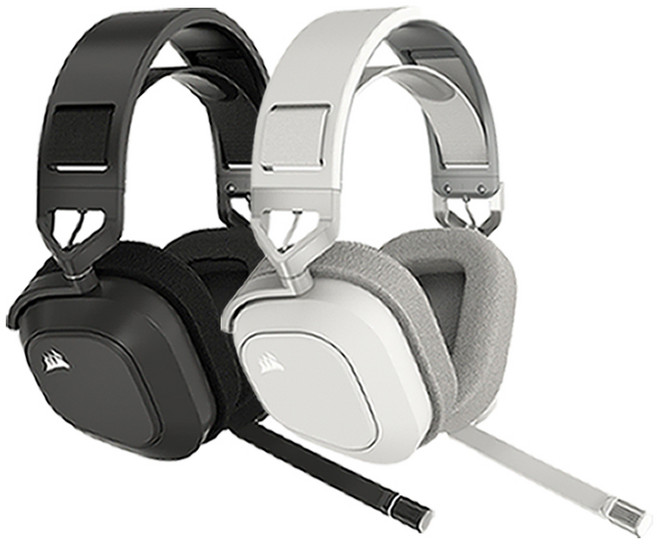CORSAIR 海盜船 HS80 MAX 無線耳機麥克風 藍芽耳機 全向麥克風 記憶海綿 杜比音效 跨平台支援, 雪貂白,主商品+送黑色耳機架