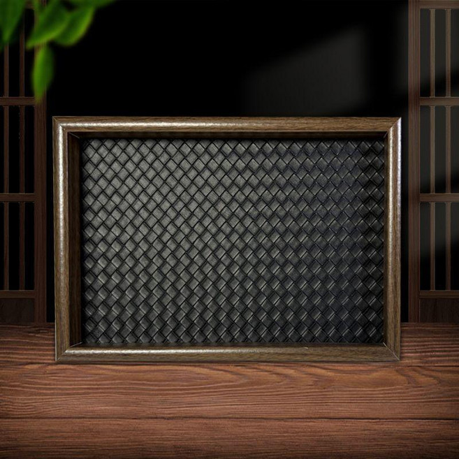 木製皮革桌面收納托盤 玄關擺飾, 神秘黑