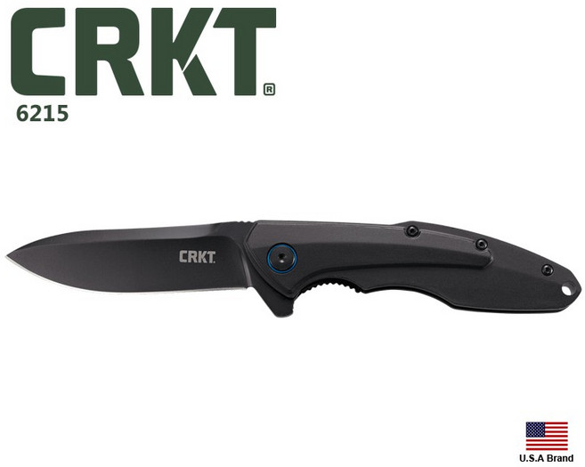 CRKT CALIGO 折刀 黑色 8Cr13MoV 不銹鋼 6061-T6 鋁合金柄 附背夾 CRKT6215, 1個