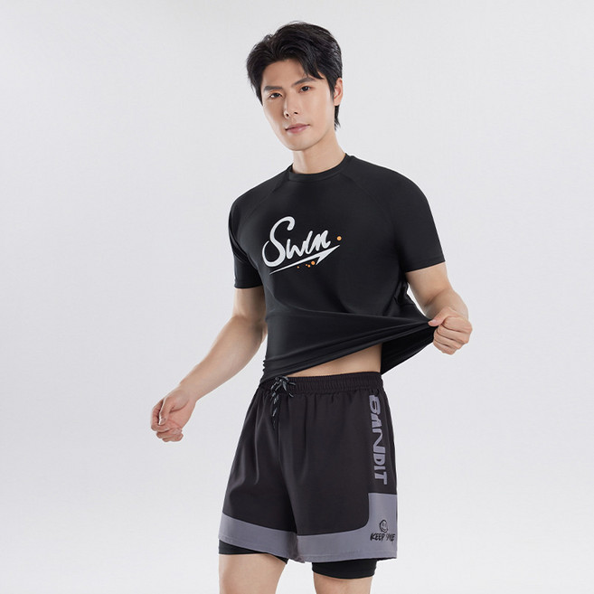 新款男士雙層泳褲