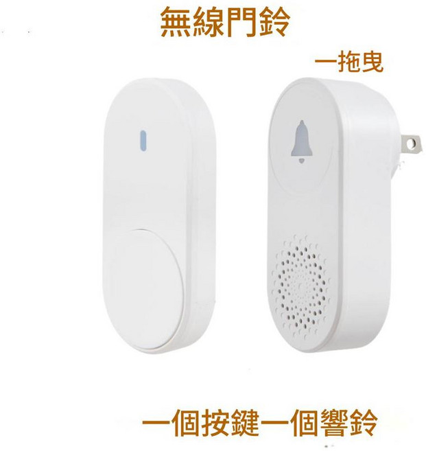 無線門鈴 二個按鍵 一個響鈴, 白色美規 / 中規一拖一 一個按鍵 一個響鈴, 1個