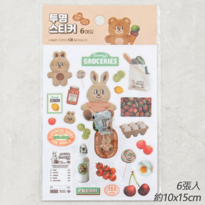 韓國大創 Daiso 秋季泰迪熊邦尼兔系列, 1個, 邦尼兔貼紙6入