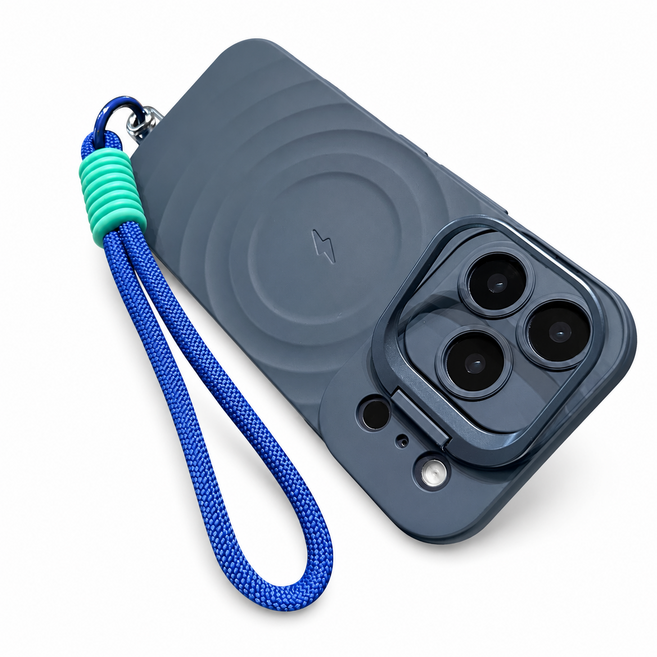 Rabbit Technology 經典波樣磁吸殼 內置隱藏支架 適用iPhone手機殼, 深海藍,13Promax, 1個