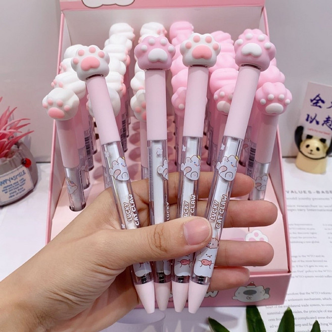 KU KI CAT'S PAW 貓咪造型轉轉筆 紓壓筆, 1個, 貓爪轉轉筆(旋轉出芯)/單支售價顏色隨機