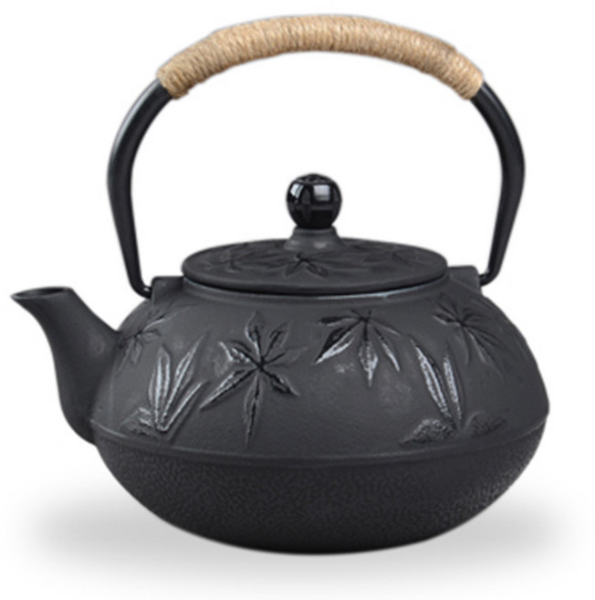 瑞壽堂 日式鑄鐵茶壺 0.9L 黑色小丁, 0.9L楓葉壺, 1套, 900ml