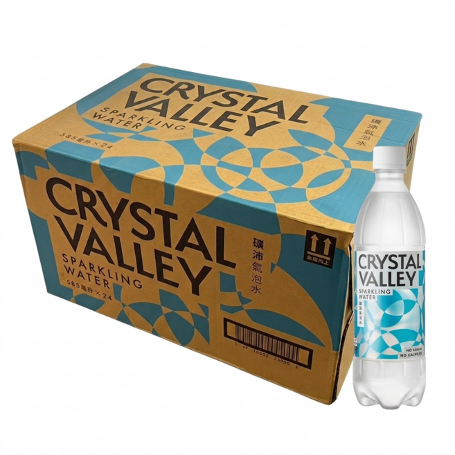 Crystal Valley 礦沛氣泡水 無糖無熱量, 24個, 585ml