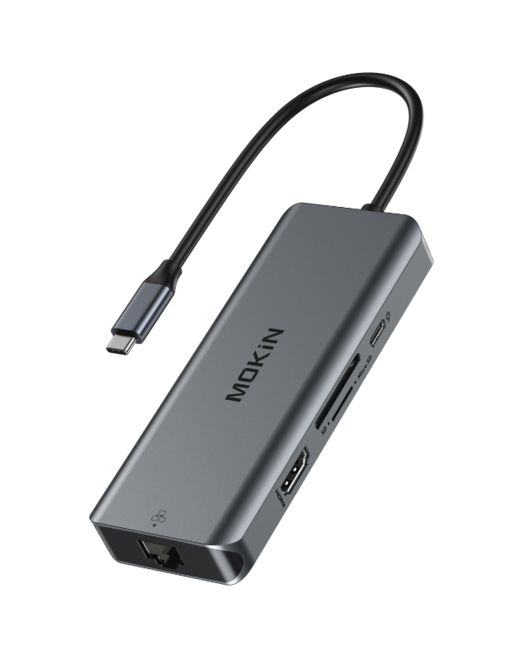 擴展塢 MOKiN 8合1 USB-C HUB PD3.0/ 100W快充多功能集線器 商務旅遊必備 高效工作, 黑色-8合1 USB-C HUB, 1個