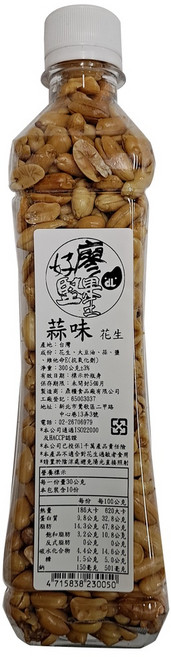 好廖堅果王 罐裝花生, 1個, 蒜味花生, 300g