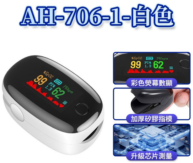 伊德萊斯 指夾式血氧機 血氧測量 心率脈搏檢測儀 血氧儀 血氧心率監測 運動血氧 心律血氧監測居家 健康管理, 1個, AH-706-1, 1個裝