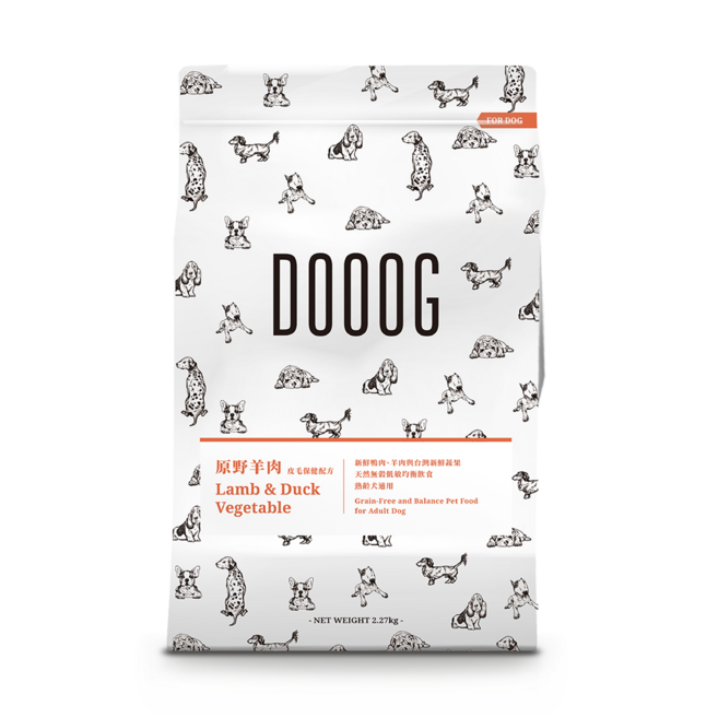 DOOOG 原野羊肉 雞肉鴨肉蔬菜配方 熟齡犬, 2.27kg, 1個, DOOOG原野羊肉