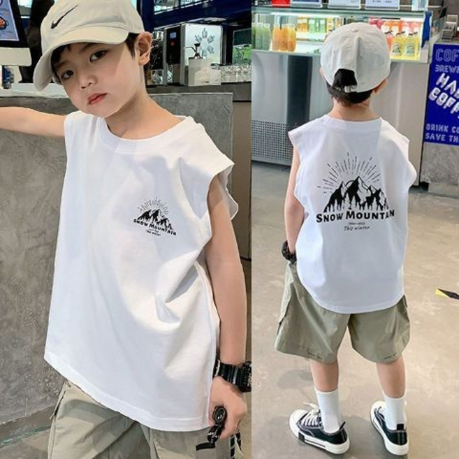 兒童夏裝韓版無袖背心T恤 男童薄款上衣