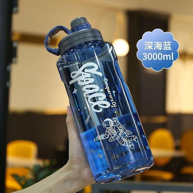 good 容量太空杯男女運動健身水壺水杯防摔防爆耐高溫大水杯, 1個, 加厚藍 3000ml可裝約3.0公斤水,防摔防爆 -裝熱水變形包賠-茶隔, 藍, 3L
