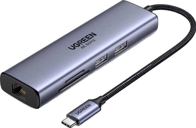 UGREEN 綠聯 7合1 Type-C USB集線器, 1個, 灰色