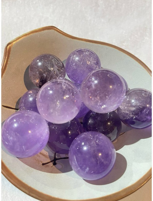 水晶球擺件 白水晶 黃水晶 粉水晶 紫水晶 綠瑩石 青金石 多款能量水晶球 2-2.5公分 居家風水擺飾, 白水晶球2~2.5cm, 白水晶球2~2.5cm
