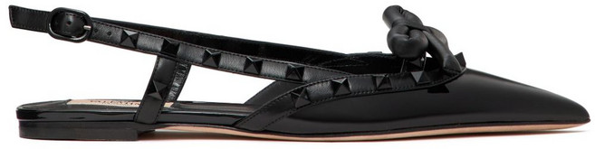 발렌티노 가라바니 락스터드 보우 슬링백 발레리나 슈즈