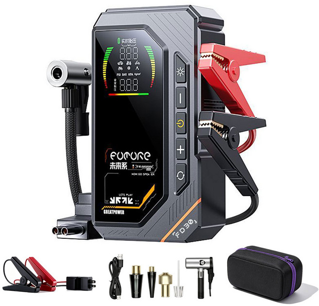 FUTURE F030 12V 汽車應急啟動電源 充氣機 6000mAh, 1套