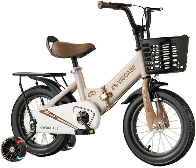 VICCABE 兒童腳踏車 16吋 附輔助輪, 卡其色後座款, 12寸 80 - 100 CM