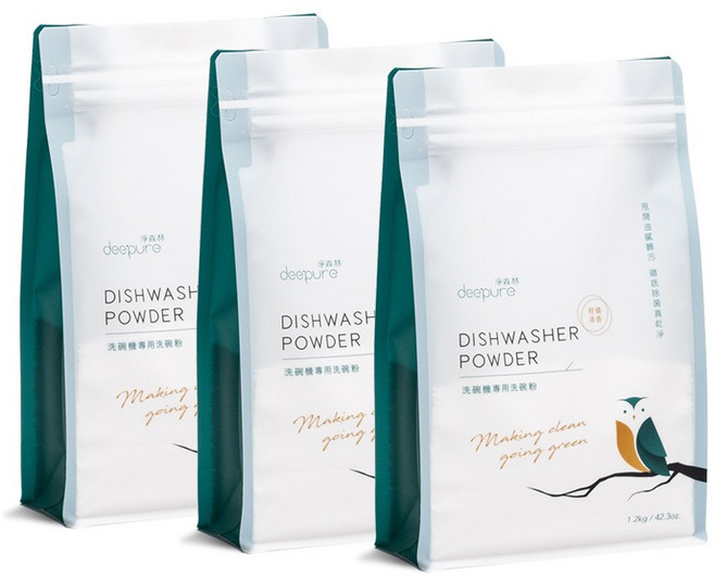 DEEPURE淨森林 洗碗機專用環保洗碗粉 1.2kg, 3個