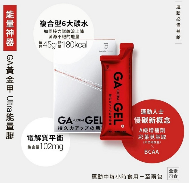 GA 黃金甲 GEL ULTRA 能量膠 (運動補充), 1個, 一盒10包