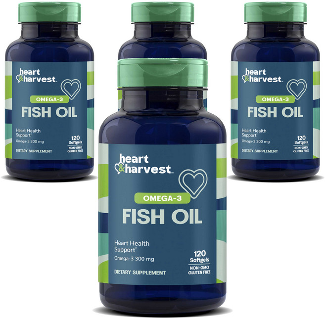 Heart & Harvest Omega-3 魚油軟膠囊, 4個, 120錠