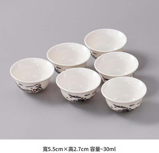 青瓷功夫茶杯 6入家用 茶具, 白雪皚皚6杯, 1個