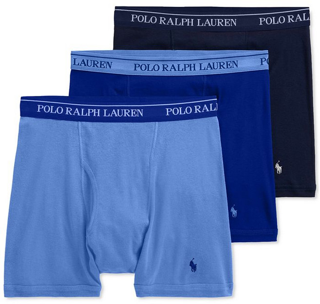 Polo Ralph Lauren 남성용 클래식 코튼 복서 브리프 3팩 - Aerial Blue / Rugby Royal Cruise Navy 249429