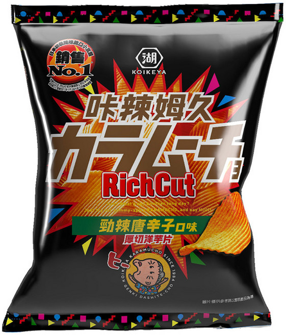 湖池屋 咔辣姆久 厚切洋芋片 勁辣唐辛子, 102g, 1個