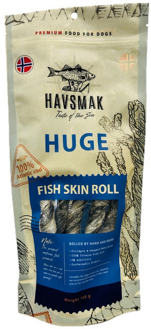 HAVSMAK 鱈魚塊, 1個, HAVSMAK犬用鱈魚魚皮捲XL150g, 150g, 鱈魚