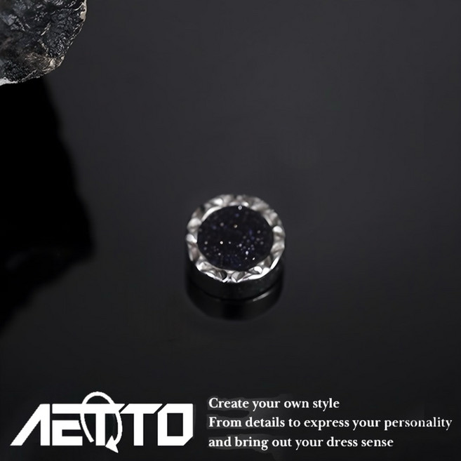 AETTO 韓版黑晶耳環 百搭精緻醫療鋼 男女生耳環