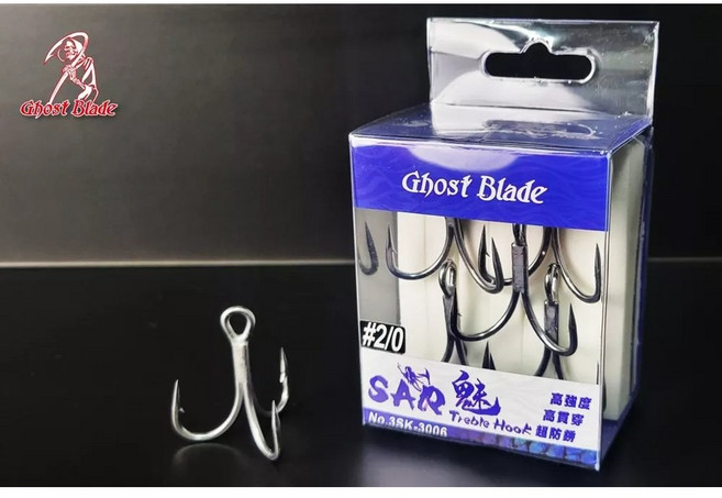 鬼刃 Ghost Blade 魅-三叉鉤 特殊合金鋼 路亞 釣魚鉤 #2/0, 1個, 4pcs