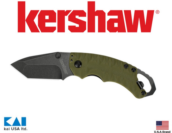 Kershaw 迷你小折刀 Shuffle II 8Cr13MoV不銹鋼 軍綠色柄 附背夾 開瓶器, 1個