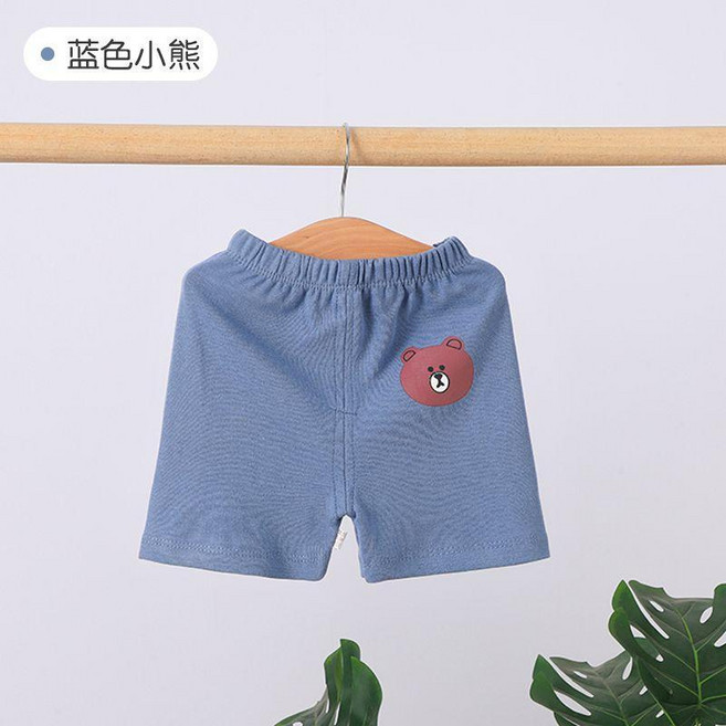 good 褲子春秋純棉休閒運動褲男女童寶寶春季衛褲嬰兒外穿長褲, 1個, 夏季短款 藍色小熊,90碼 適合身高約80-90cm, 藍色小熊