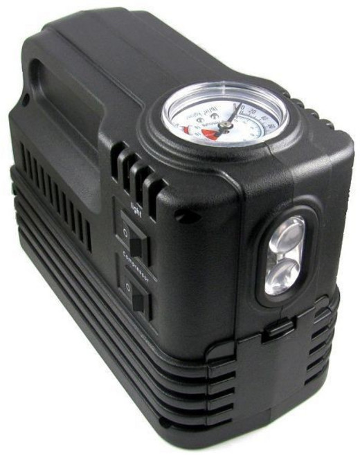 車用行動救援充氣機 多功能電動打氣機 附胎壓計與燈光 DC12V, 1個