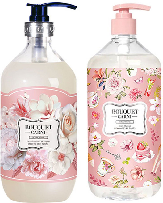 Bouquet Garni 璞珈妮 香水洗髮精沐浴露 白麝香 韓國頂尖香氛品牌, 1個, 洗髮*1+沐浴*1/白麝香, 1L