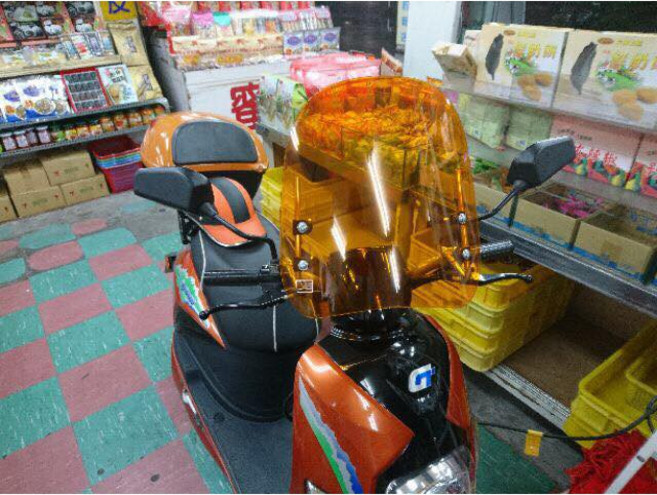 EMOVING 機車風鏡 擋風鏡含支架螺絲包組, 1個, 橘色