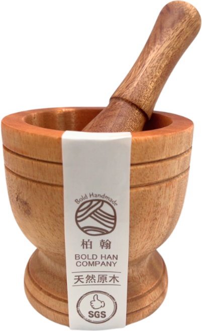 Bold Handmade 原木搗蒜器/研磨缽 SGS檢驗合格 手工木質蒜臼 9公分原木色 廚房料理實用工具, 原木色, 1個