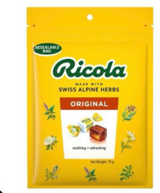 Ricola 利口樂 瑞士草本喉糖 原味 舒緩喉嚨不適 清新口氣, 70g, 1個