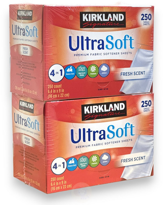 Kirkland Signature 科克蘭 烘衣柔軟去靜電紙 250張X2入, 白色, 1盒