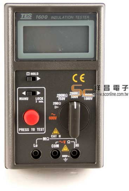 祥昌電子 泰仕 TES-1600 數位式絕緣測試器 高阻計 2000mΩ, 1個