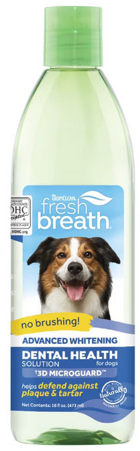 TROPICLEAN Fresh Breath 潔牙水 犬用 免刷牙 口腔護理 亮白配方 473毫升 VOHC認證, 473ml, 1瓶